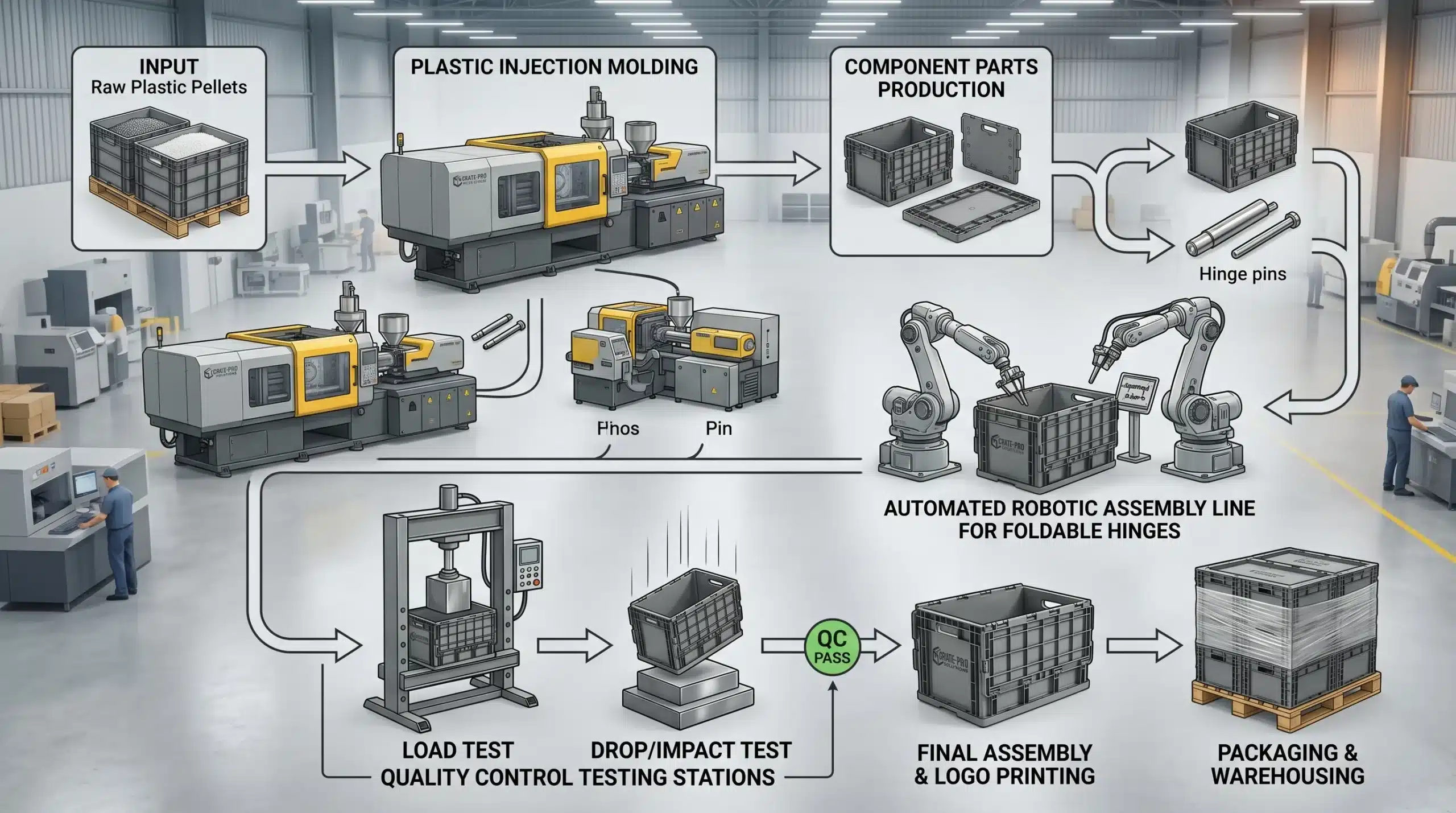 Plastic Folding Crate Manufacturing Process